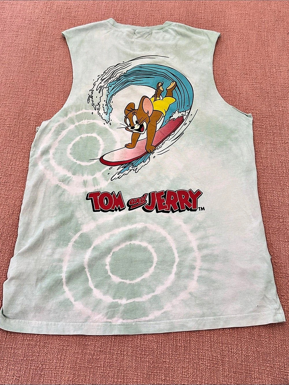 Tom and Jerry. Tie-Dye Muscle Tee in light Green